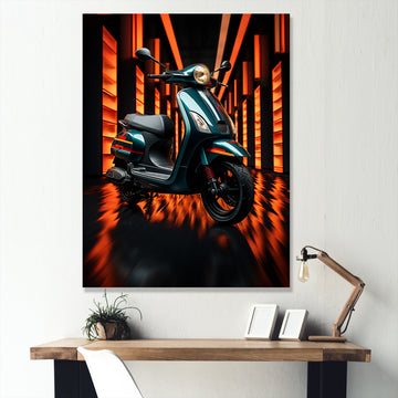 Scooter Serenity Neon Lights - Scooter Canvas Wall Art